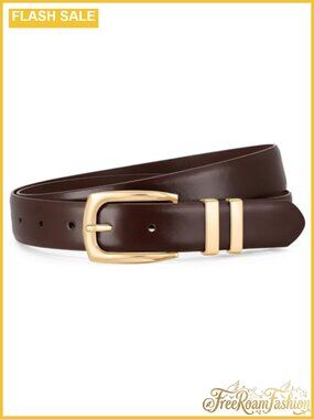 Women's Leather Belt Gold Buckle Fashion Jean Pant Belt